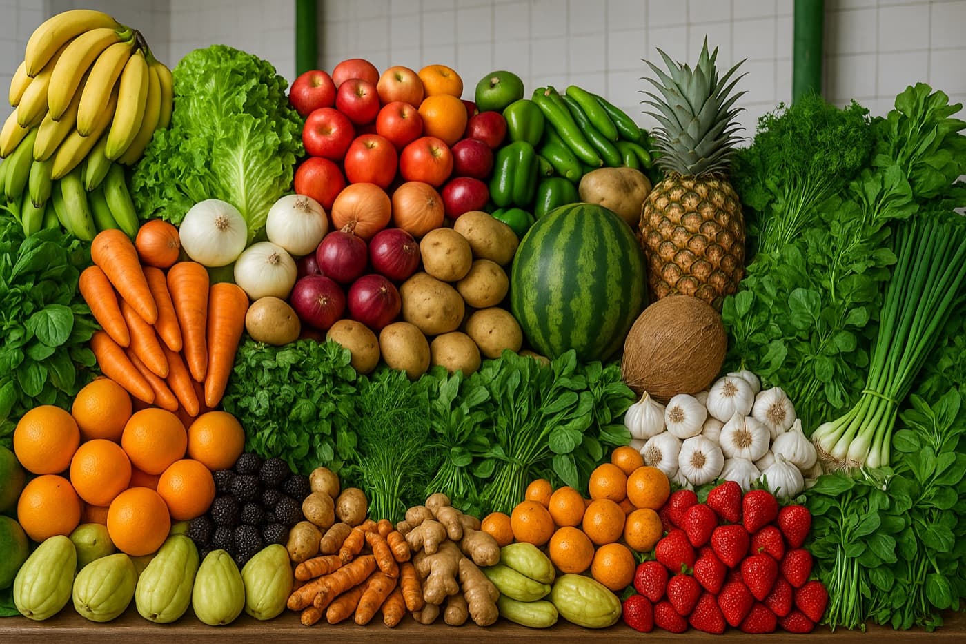 Amplia variedad de frutas y verduras frescas distribuidas por AGRISAM